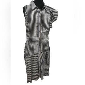 Rachel Roy’s Women Striped Sleeveless Shirt Dress w/ Asymmetrical Hem-size 12